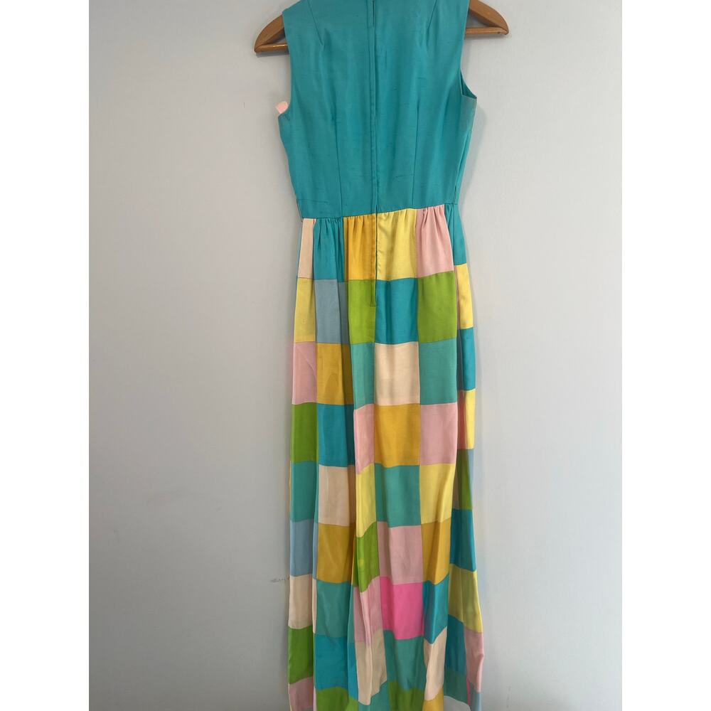 1970s Vintage Maxi Patchwork Dress Bold Bright Colors New York Designer - Picture 10 of 14